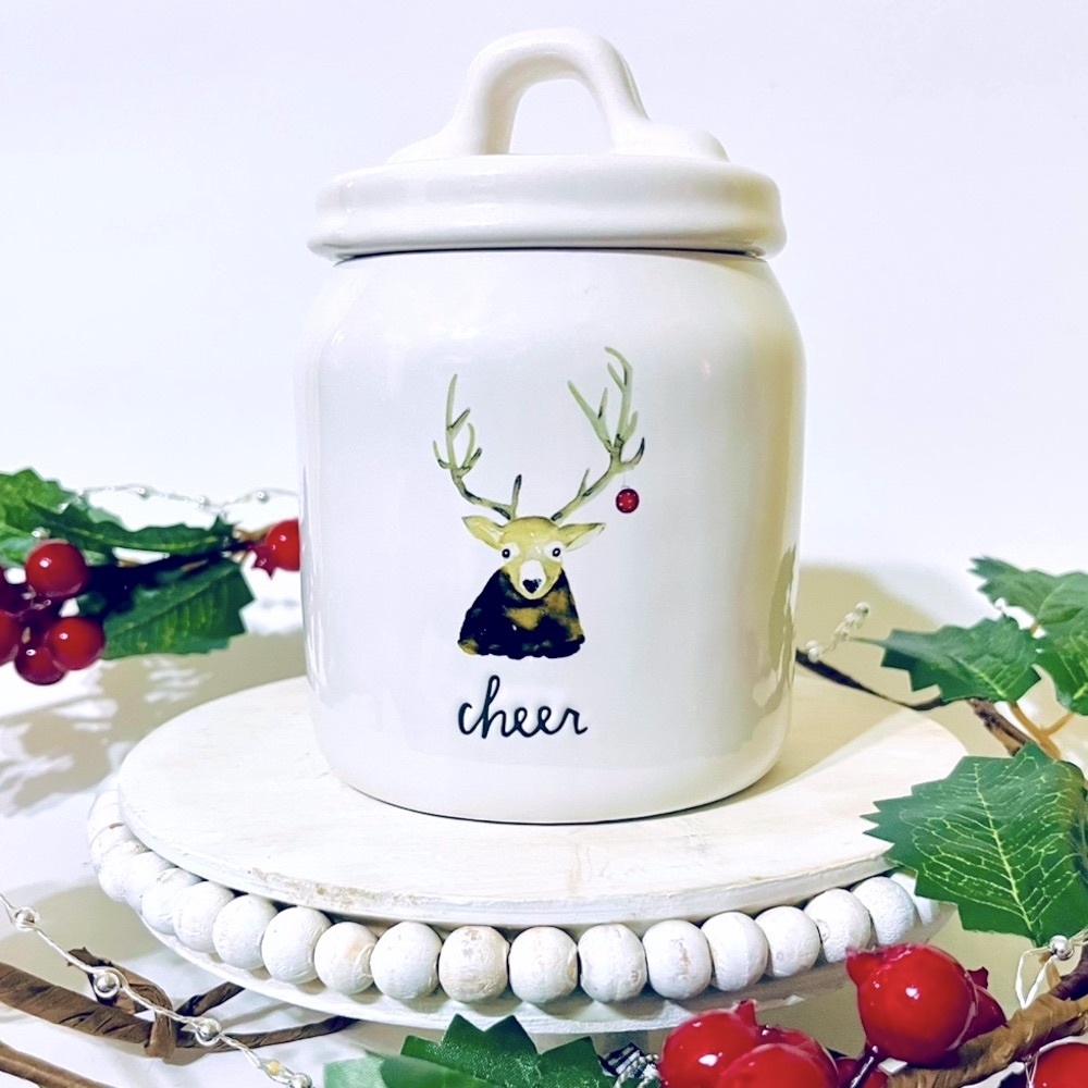 Rae Dunn Christmas “Cheer” Deer Canister